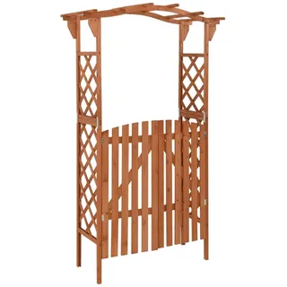 Camerina Pergola mit Tor 116x40x204 cm Massivholz Tanne Rosenbogen Mit TüR Gartenbogen Pergola Rankhilfe Torbogen Mit TüR Garten TüR