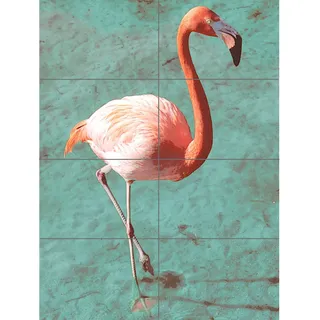 Artery8 Flamingo auf Blau Kunstplakat Großer mehrteiliger Druck
