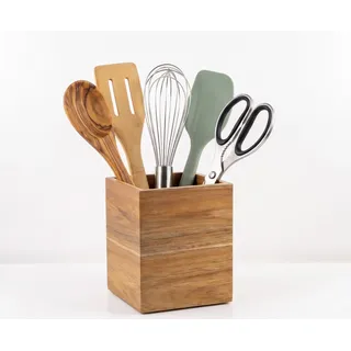 Eitida Besteckhalter aus Holz für rustikale Küchenutensilien, Messerlöffel, Pfannenwender, Schlitzlöffel, Stäbchen. Vertikale Besteckaufbewahrung, Organizer für Küche, Theke.