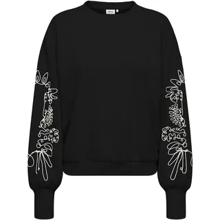 ONLY Damen Sweatshirt - ONLBROOKE, Rundhals, Baumwollmsichung, floral Schwarz / XS