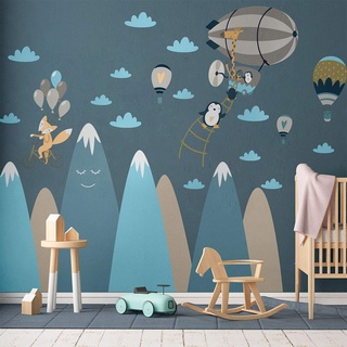 Ambiance-Sticker Live Wandaufkleber, selbstklebend, für Kinder, riesige Berge skandinavische Dekoration für Kinderzimmer Baby/Tiere auf Reisen, 50 x 90 cm, 1 Stück