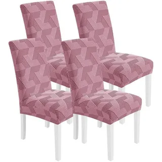 LuxusKollektion Stuhlhusse Stuhlhussen Stretch Stuhlbezug Hochlehner Waschbar Rosa 4er Set
