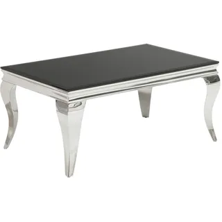 invicta INTERIOR Couchtisch MODERN BAROCK Silber 100 x 60 cm Tischbeine aus poliertem Edelstahl mit Opalglas Wohnzimmertisch Barocktisch Barockstil