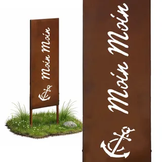 Relaxdays Edelrost Gartendeko Moin Moin 85 x 28 cm Braun