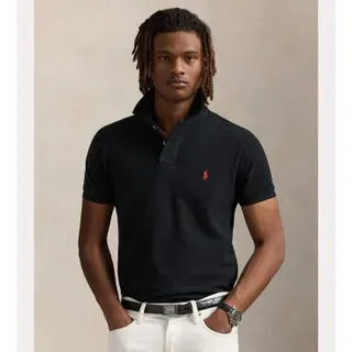 Polo Ralph Lauren für Herren. 710782592001 Schwarzes Piqué-Poloshirt (S), Lässig, Baumwolle, Kurzarm
