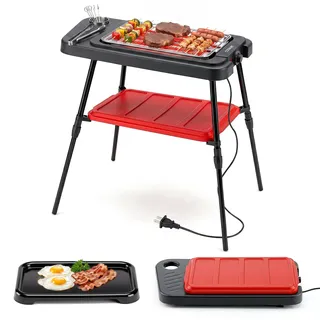 Elektrogrill Standgrill höhenverstellbar doppelte Grillplatte/Temperaturregler