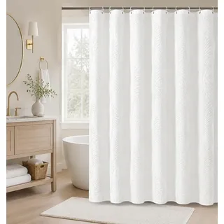 r Duschvorhang aus Baumwolle - 180 x 180 cm mit Jacquard-Muster - Weiß