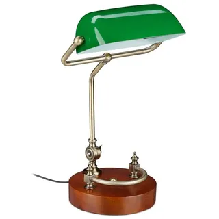 Relaxdays Bankerlampe Grün Braun