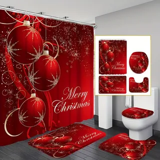 Mcboson Duschvorhang, Rot, Textil, 180x180 cm, Badtextilien, Duschvorhänge