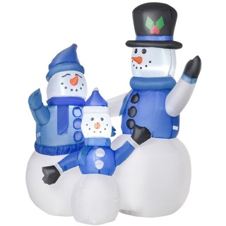 HOMCOM Weihnachtsfigur LED Schneemannfamilie aufblasbar blau|weiß