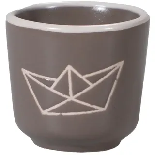 Seaside No.64 - maritimes Steingut-Geschirr in taupe - Mix & Match Serie aus Keramik - nautische Motive zum Kombinieren - Küchenzubehör, Geschenkartikel (Eierbecher, Papierboot)