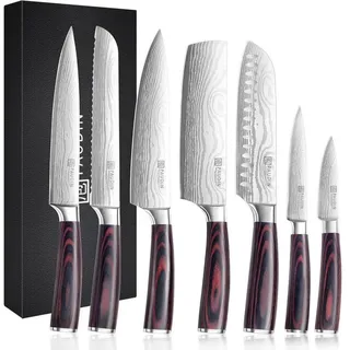 LuxusKollektion Messer-Set XL Premium Messerset 7-teilig Profi Kochmesser Küchenmesser bunt