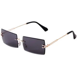 Laurinny Rechteck Randlose Sonnenbrille Herren Rechteckig Brille Viereckig Rahmenlose Sonnenbrille für Frauen Männer(Gold/Grau)