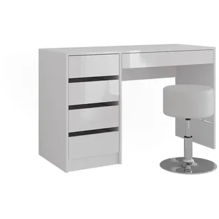 Vicco Schminktisch Sherry, Weiß/Weiß Hochglanz, 119.8 cm ohne Spiegel, mit Hocker (119.80 x 50.10 x 76