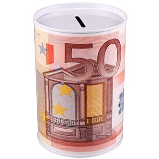 Spardose Bank Geld Euro Münze Banknoten Vintage dekorative Spardosen Kinder Erwachsene Münze Dose Dose Dose große Metall nicht zu öffnen Tisch Schreibtisch Zimmer 11x8 cm (Orange)