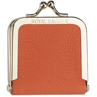 Royal Bagger Echtes Leder Mini-Schmuckkästchen, Ring & Halskette Lagerung, schlanke Münze Geldbeutel mit Kiss Lock für Frauen 3120 (Orange)
