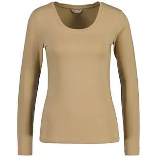GANT Damen Langarm-Shirt - Scoop Neck Top, Longsleeve, U-Ausschnitt, Cotton Stretch Beige (Dark Khaki) 2XL