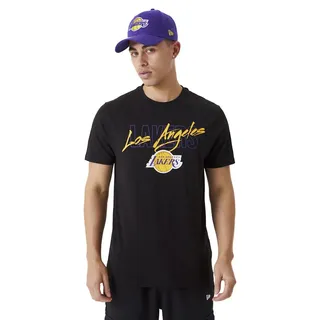 New Era - NBA T-Shirt - Script Tee - Los Angeles Lakers - S bis 3XL - Größe 3XL - schwarz - 3XL