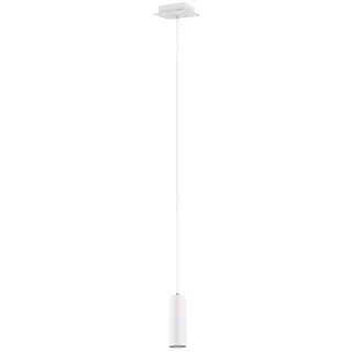 TRIO Leuchten LED Pendelleuchte Metall Weiß Ø 6cm inkl. GU10 LED, dimmbar, LED wechselbar, Warmweiß, kleine Esstisch-Lampe einflammig hängend, für Kücheninsel & Nachttisch weiß