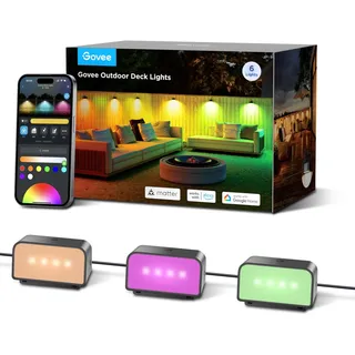 Govee Wandleuchte Aussen, RGBWIC, 180lm mit 4000K Smartes Weißlicht, Musik-Sync und über 60 Szenenmodi, IP65 wasserdicht für Garten, Zaun, funktioniert mit Alexa und Matter, Google Assistant, 6er-Pack