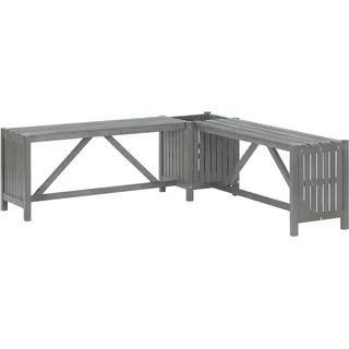 vidaXL Akazienholz Massiv Garten Eckbank mit Pflanzkübel Blumenkasten Parkbank Holzbank Sitzbank Gartenbank Bank Gartenmöbel 117cm Grau