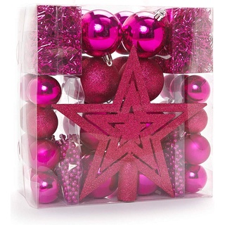 Heitmann Deco Weihnachtsbaum-Schmuck - rosa - 45-teilig - Set inkl. Baumspitze, Kugeln, Perlketten und Girlanden - Kunststoff