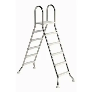 HAF Poolleiter Ideal Hochbeckenleiter 5+5 Stufen 1,5m/1,5m V2A Edelstahl Poolleiter (Plattform mit 120 kg belastbar, Aus hochwertigem V2A Edelstahl), Stabile Schwimmbadleiter für Aufstellpool 5+5 Stufen