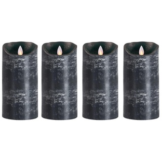 SOMPEX LED-Kerze 4er Set Flame LED Kerzen anthrazit 18cm (Set, 4-tlg., 4 Kerzen, Höhe 18cm, Durchmesser 8cm), integrierter Timer, Echtwachs, täuschend echtes Kerzenlicht, optimales Set für den Adventskranz, Fernbedienung separat erhältlich schwarz