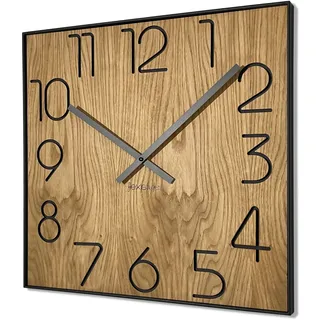 Wanduhr Aus Holz, Quadratisch, 50 Cm