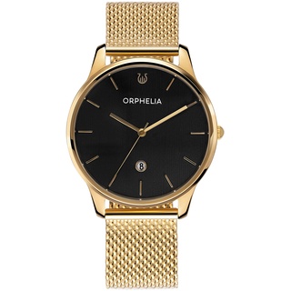 Orphelia Herren Analog Uhr Portobello mit Edelstahl Armband, Gold