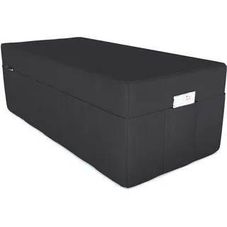 POKAR Husse für 3-teilige Klappmatratze 140x195x15 cm | Bezug mit Praktische Seitentaschen | Sitzhocker Funktion und Schutzhülle für Faltmatratze | Waschbar | Oeko-TEX | Made in EU | Schwarz