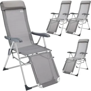 CASARIA Bern Gartenstuhl 57,5 x 69 x 111 cm silber/anthrazit gepolstert klappbar 2 Stück