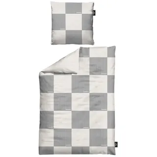 Sansibar Chessboard Satin Baumwolle Grau 135 x 200 cm + 80 x 80 cm