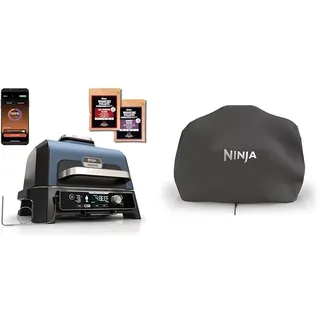 Ninja Woodfire Pro Connect XL Elektrischer BBQ Smoker Grill & Woodfire XL Grillabdeckung, offizielles Ninja-Zubehör