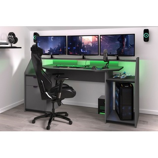 Faizee Möbel Computertisch »Gaming Tisch Gamer Ergonomischer PC Schreibtisch LED mit Farbwechsel« schwarz