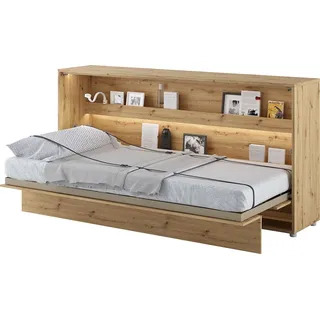 MEBLINI Schrankbett Bed Concept - Wandbett mit Lattenrost - Klappbett mit Schrank - Wandklappbett - Murphy Bed - Bettschrank - BC-06 - 90x200cm Hor... - Braun