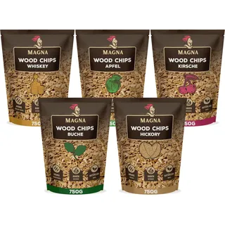 Magna Premium Wood Chips Set - 3,75 KG - Räucherchips, Smokerchips - 100% Natürlich - für Holzkohlegrill, Elektrogrill, Gasgrill in Räucherbox (Holz (verschieden))