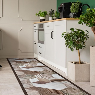 CREARREDA Teppich Läufer, Küchenläufer Vinyl rutschfest und waschbar, 100% Made in Italy Tepiche für Wohnzimmer, Küche