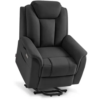MCombo Fernsehsessel 7269 Mikrofaser 35D Vollschaum-Sitzkissen 72 x 71 x 70 cm Grau mit Aufstehhilfe, Massage & Heizung