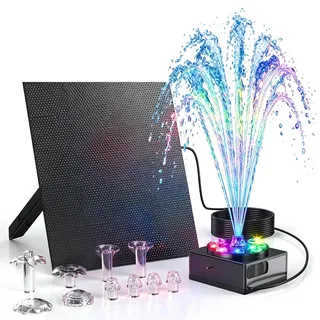 Forever Speed Solarbrunnen für Draussen mit akku mit LED 6W, Solar Springbrunnen für Außen für Teich, Garten,Vogel Bad, Teichpumpe Solar Springbrunnen Max Wassersprühhöhe 100L/H