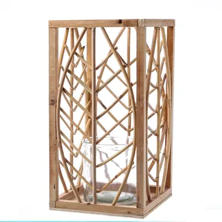 MARELIDA Windlicht mit Glaseinsatz - H: 45,5cm - natur
