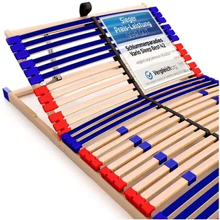 Lattenrost Sleep Best 42® Vario, Schlummerparadies, Kopfteil manuell verstellbar, Fußteil nicht verstellbar, aus 100% BUCHE, 10 Jahre Garantie, SCHULTERFRÄSUNG, Testsieger 90 cm x 200 cm x 7.5 cm