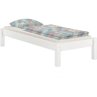Erst-Holz Weißes Futonbett ohne Kopfteil Kiefer massiv 90x200 mit Matratze und Rollrost 60.35-09WM