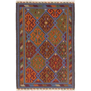 Nain Trading Orientteppich Kelim Afghan 119x180 Handgewebter Orientteppich, rechteckig, Höhe: 5 mm braun|rot