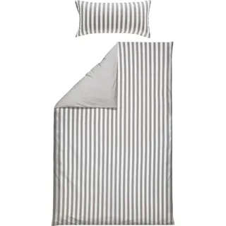 Erwin Müller Edel-Flanell Wendebettwäsche in silber-weiß | Gr.: 155 x 220 + 80 x 80 cm