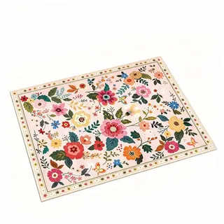 Agger Fußmatte Fußmatte mit Blumenmuster, Teppich im Boho-Stil, Landhausstil-Türmatte für Wohnzimmer, Kinderzimmer, Schlafzimmer