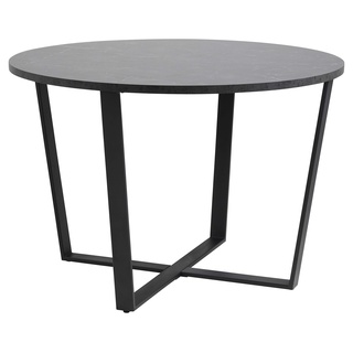 AC Design Furniture Albert runder Esstisch schwarz, Esszimmertisch rund, einfach zu montieren, Tisch mit schwarzer Marmor Optik und Metallgestell, Ø: 110 x H: 75 cm, 1 Stk, 22.8