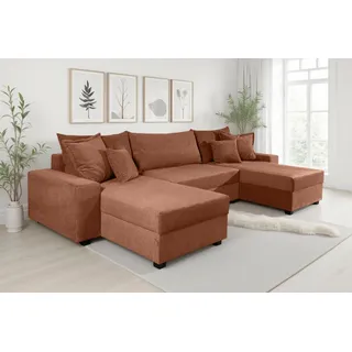 OTTO home Wohnlandschaft Polyester U-Form 3-Sitzer Braun