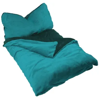 EXKLUSIV HEIMTEXTIL Winter Wende Bettwäsche 2 teilig Cashmere Touch Reißverschluss 135 x200 cm + 80 x80 cm Anthrazit / Petrol