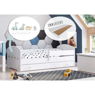 Kids Collective Kinderbett mit Dinosaurier-Motiv 80 x 160 cm Holz lackiert weiß